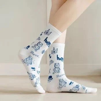 Cute Kawaii Bear Cartoon Cotton Socks for Women