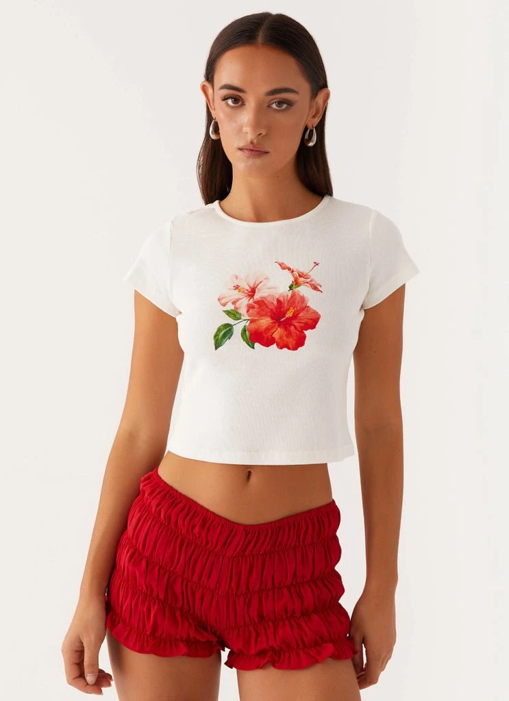 Floral Print Slim Fit Crop Top for Women