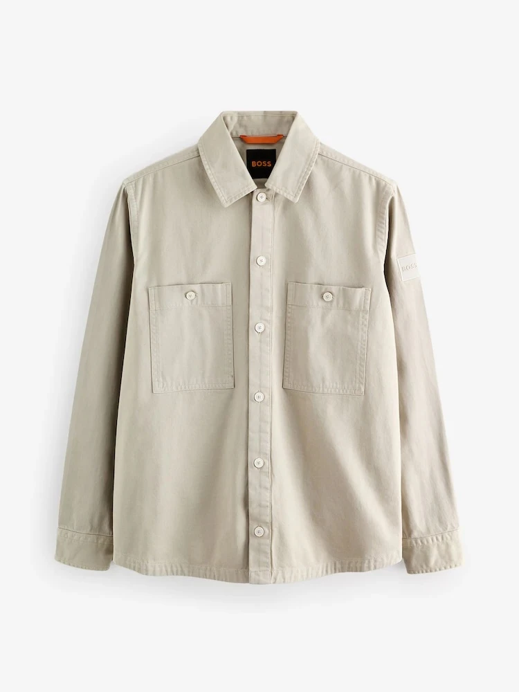 Boss Men’s Classic Beige Fall/Winter Shirt with Front Pockets