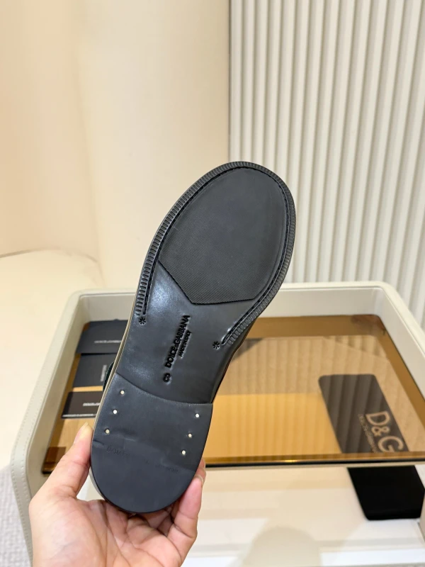 High-Shine Glossy Dark Navy Blue Dolce & Gabbana Men's Leather DG Penny Loafers