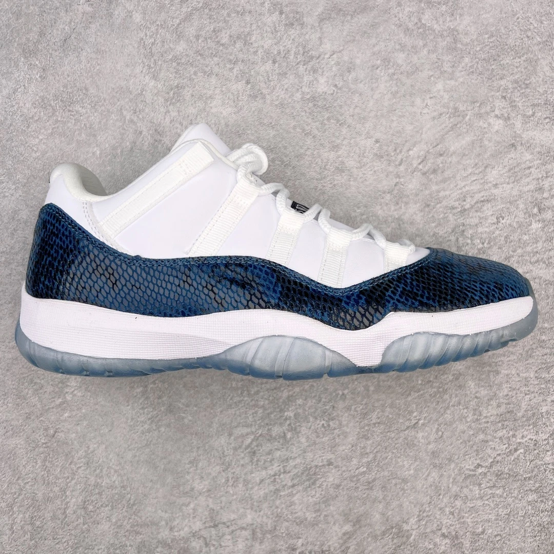 Air Jordan 11 Low "White & Royal Blue Snakeskin" Premium Sneakers