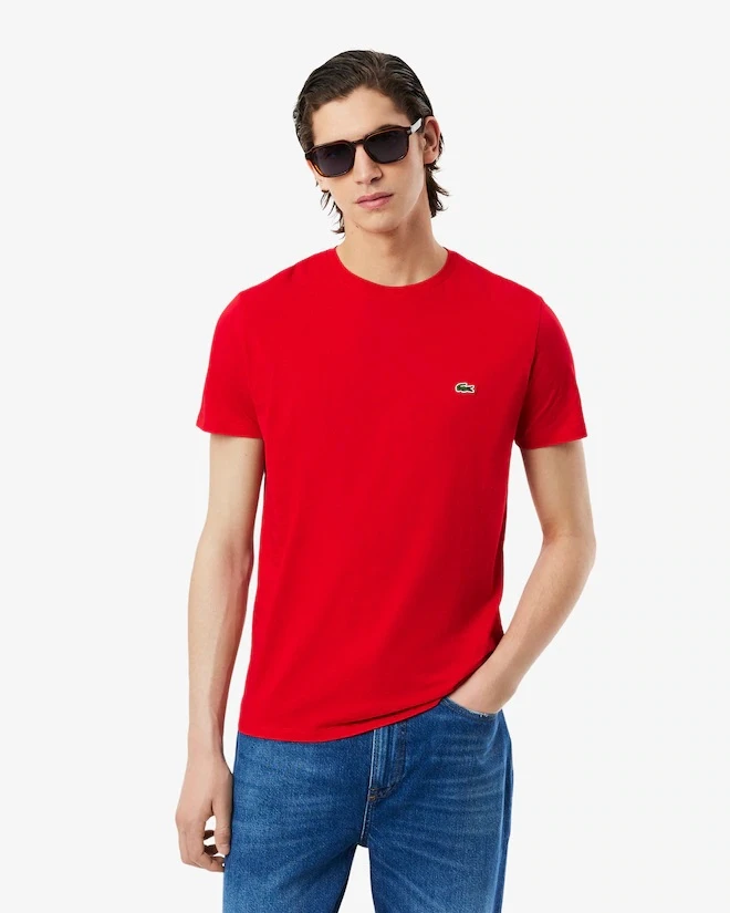 Lacoste Men's Red Pima Cotton T-shirt - Stylish and Comfortable