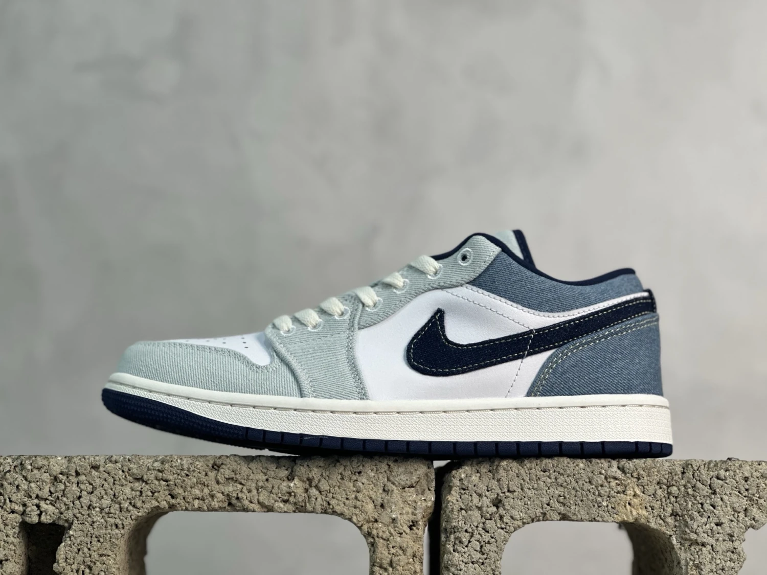 Air Jordan Low – Ice Grey, White & Navy Blue Sneakers