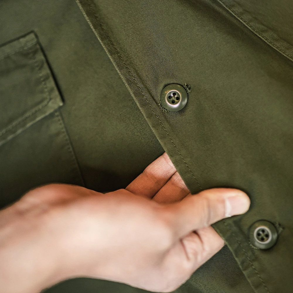 Men's Summer Cotton Workwear Shirt with Four Pockets and Turn-down Collar