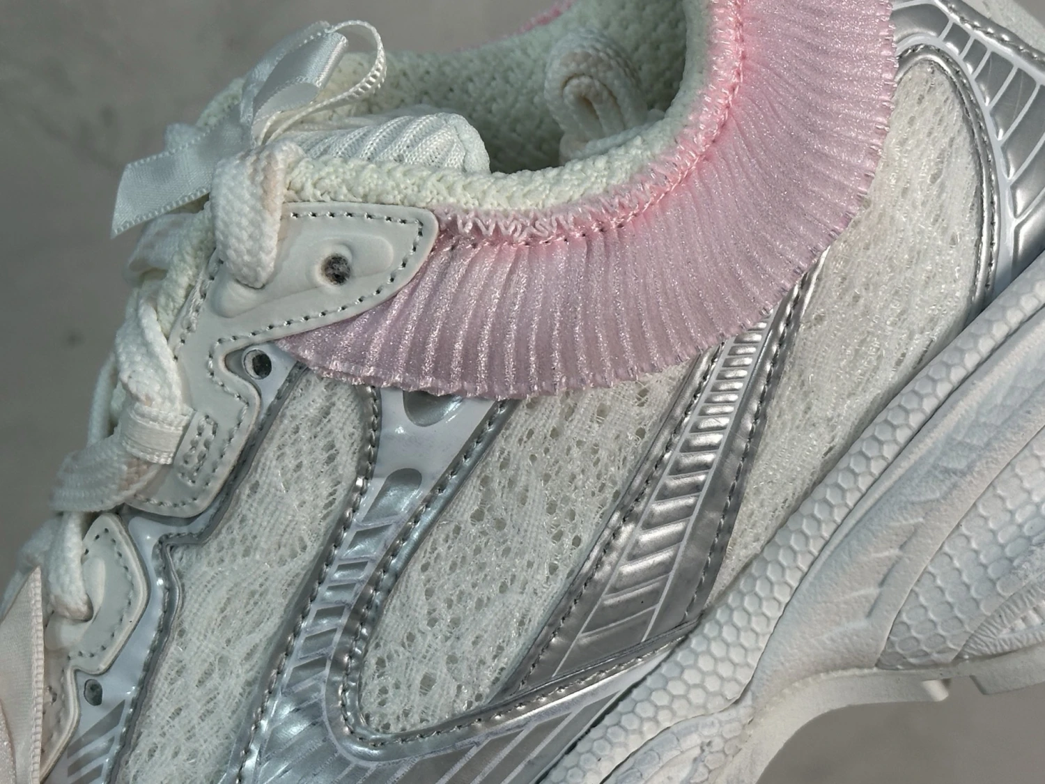 Balenciaga Couture Runner Sneaker – Pearl White Ribbon Bow Edition