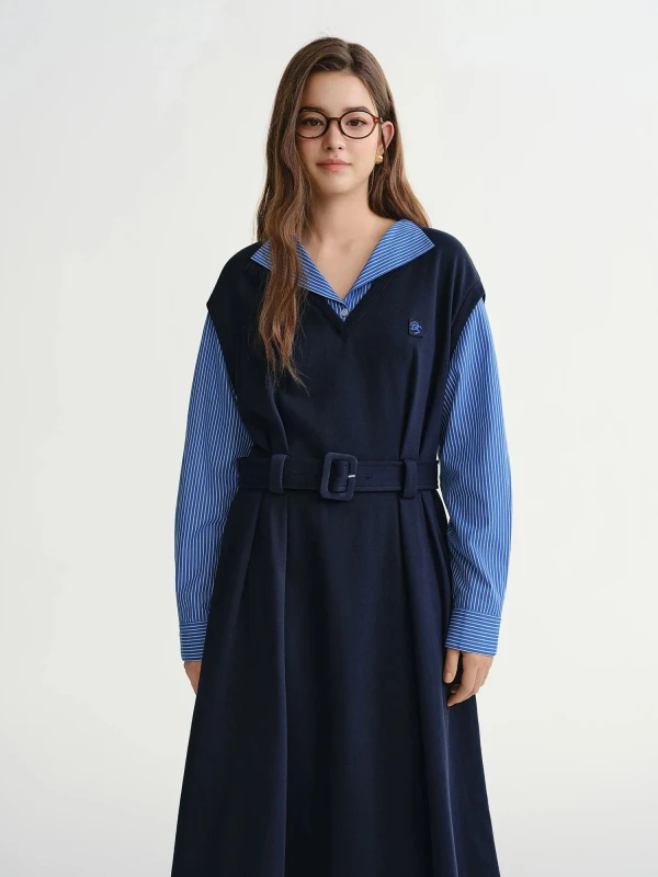 Plus Size Winter Waist-Defining Oversized Sweatshirt Dress