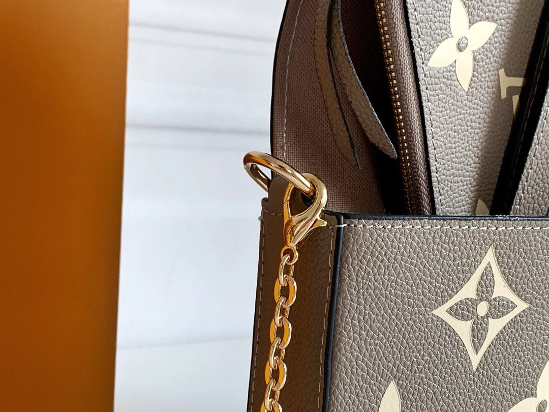Louis Vuitton Félicie Pochette in Turtle Dove Grey and Cream Monogram Empreinte Leather