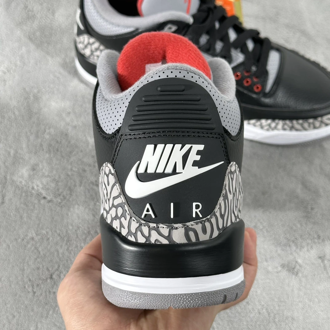Air Jordan 3 Retro Sneakers – Black Cement Grey Fire Red
