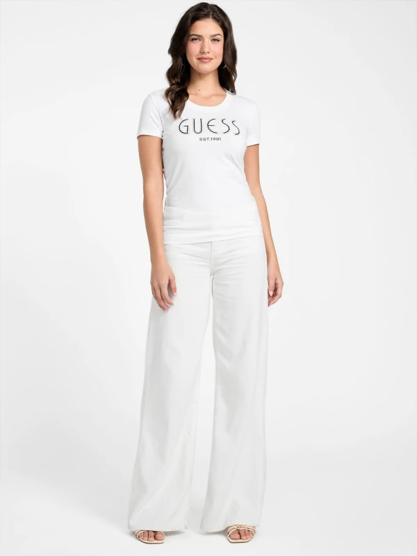 Guess Women's White Printed T-Shirt