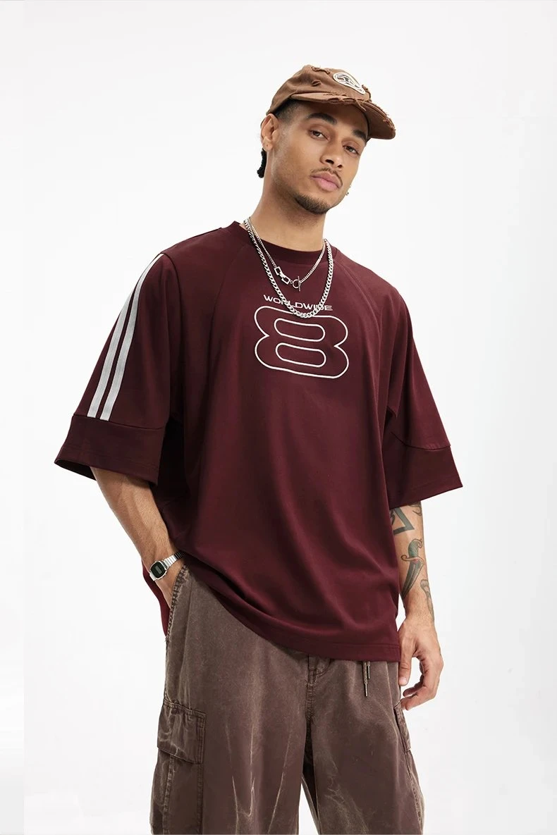 Paneled Embroidered T-Shirt