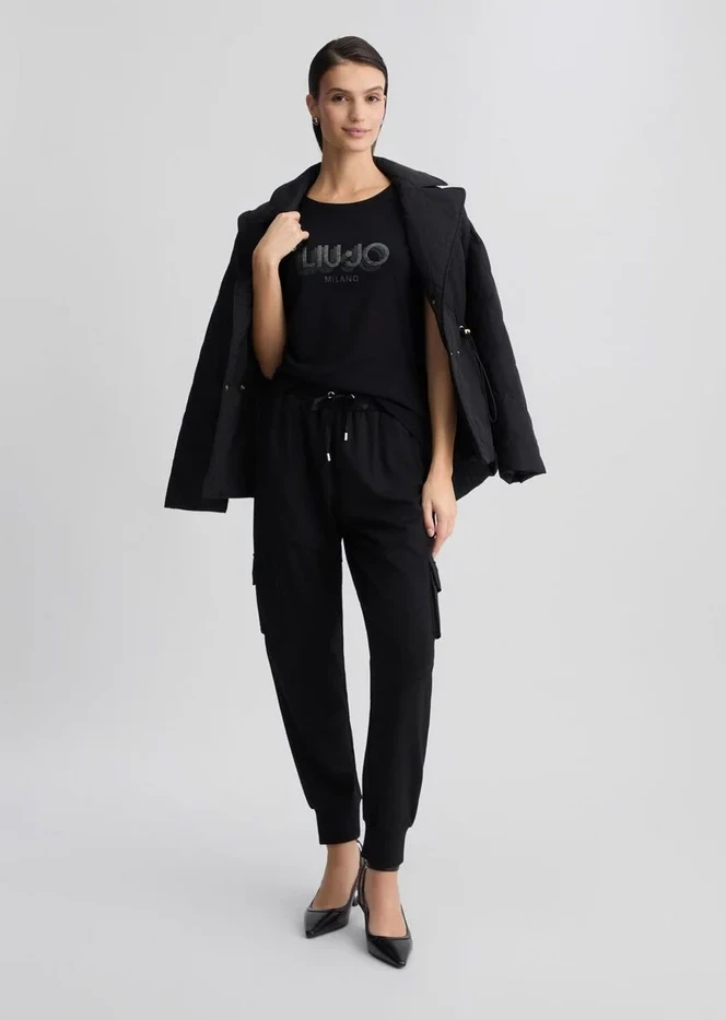 Liu Jo Women's Black Printed T-Shirt – Short Sleeve Cotton Tee
