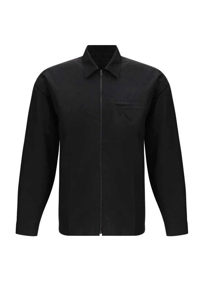 Prada Cotton Shirt with Zipper Details and Triangular Patch
