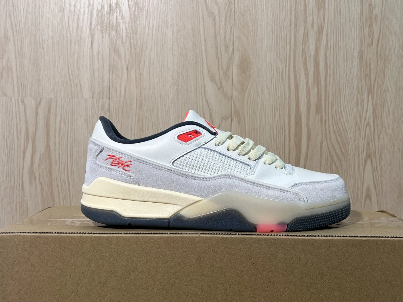 Nike White, Grey & Coral Retro Low-Top Basketball Sneakers – Premium Streetwear Casual Shoes