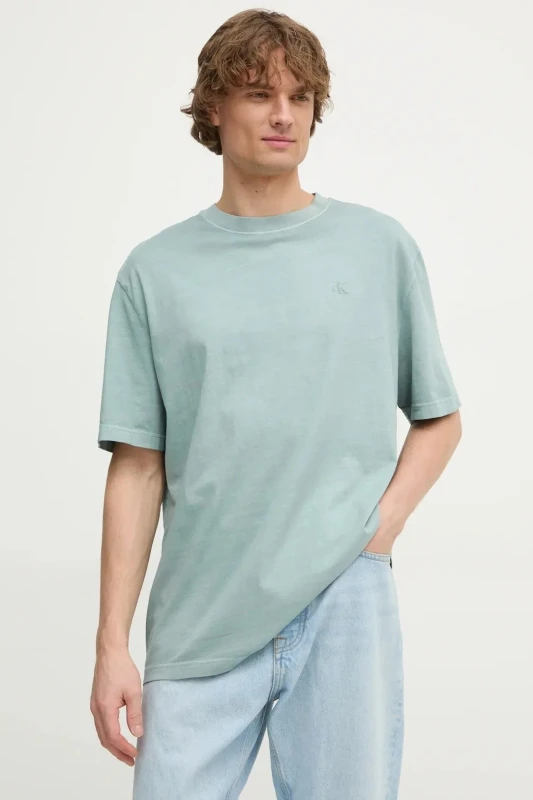 Calvin Klein Jeans Men's Green Printed Cotton T-Shirt