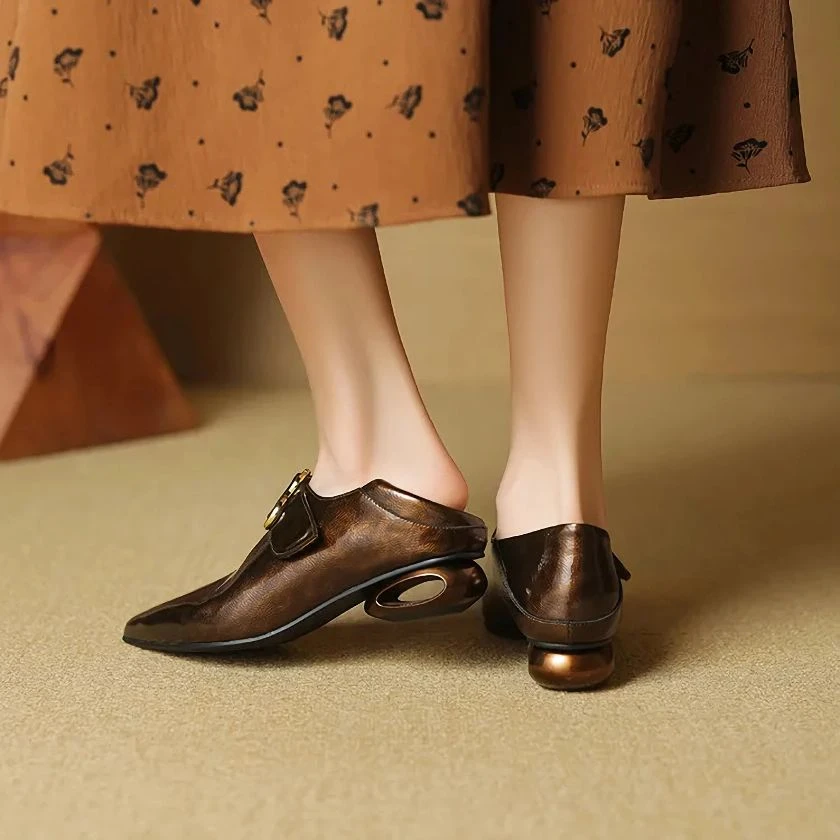 Elegant Patent Leather Pointed Toe Pumps with Buckle Strap