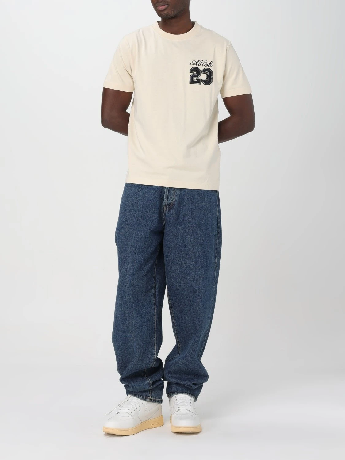 Off-White Men’s Beige Printed Cotton T-Shirt