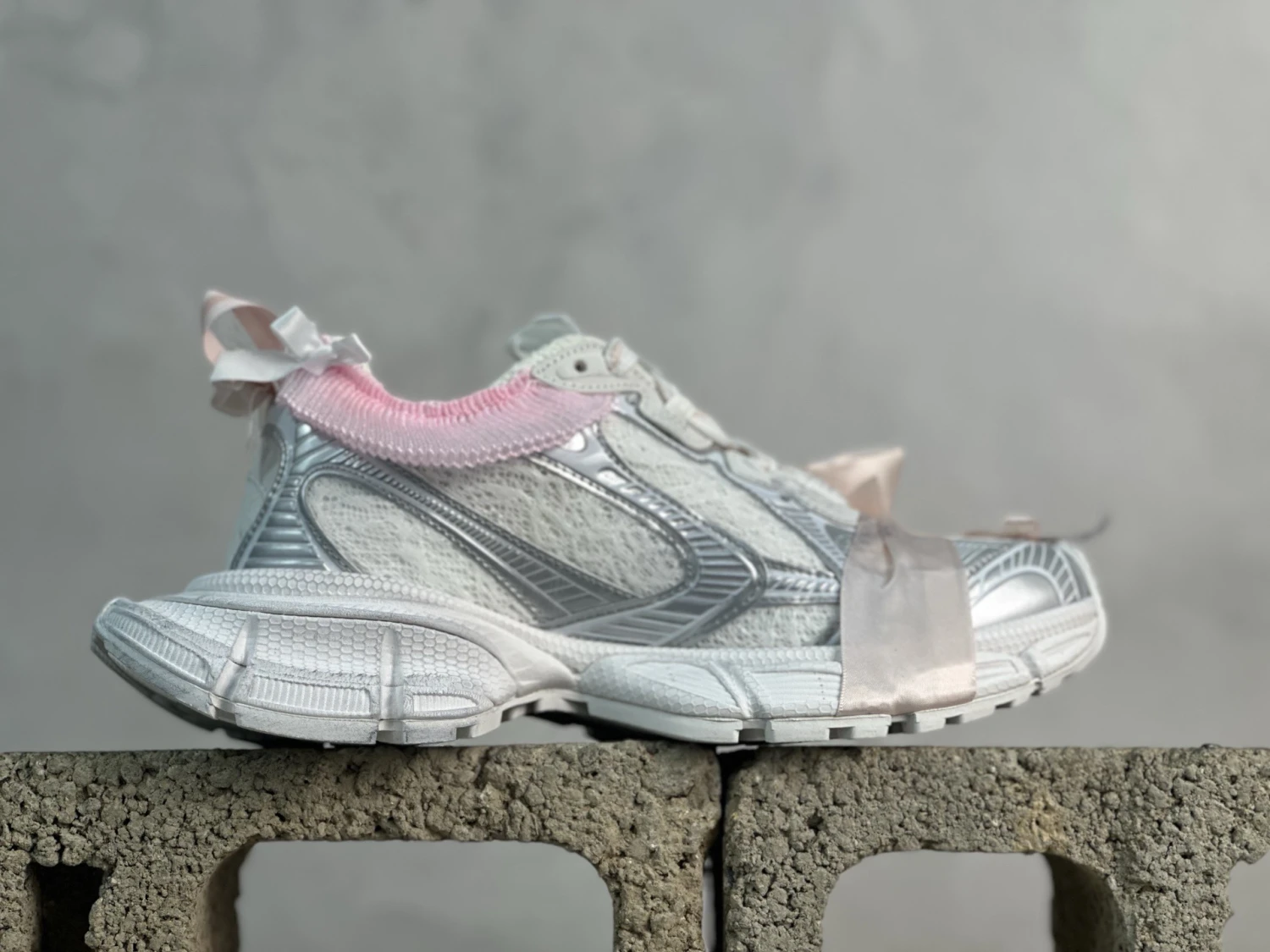 Balenciaga Couture Runner Sneaker – Pearl White Ribbon Bow Edition