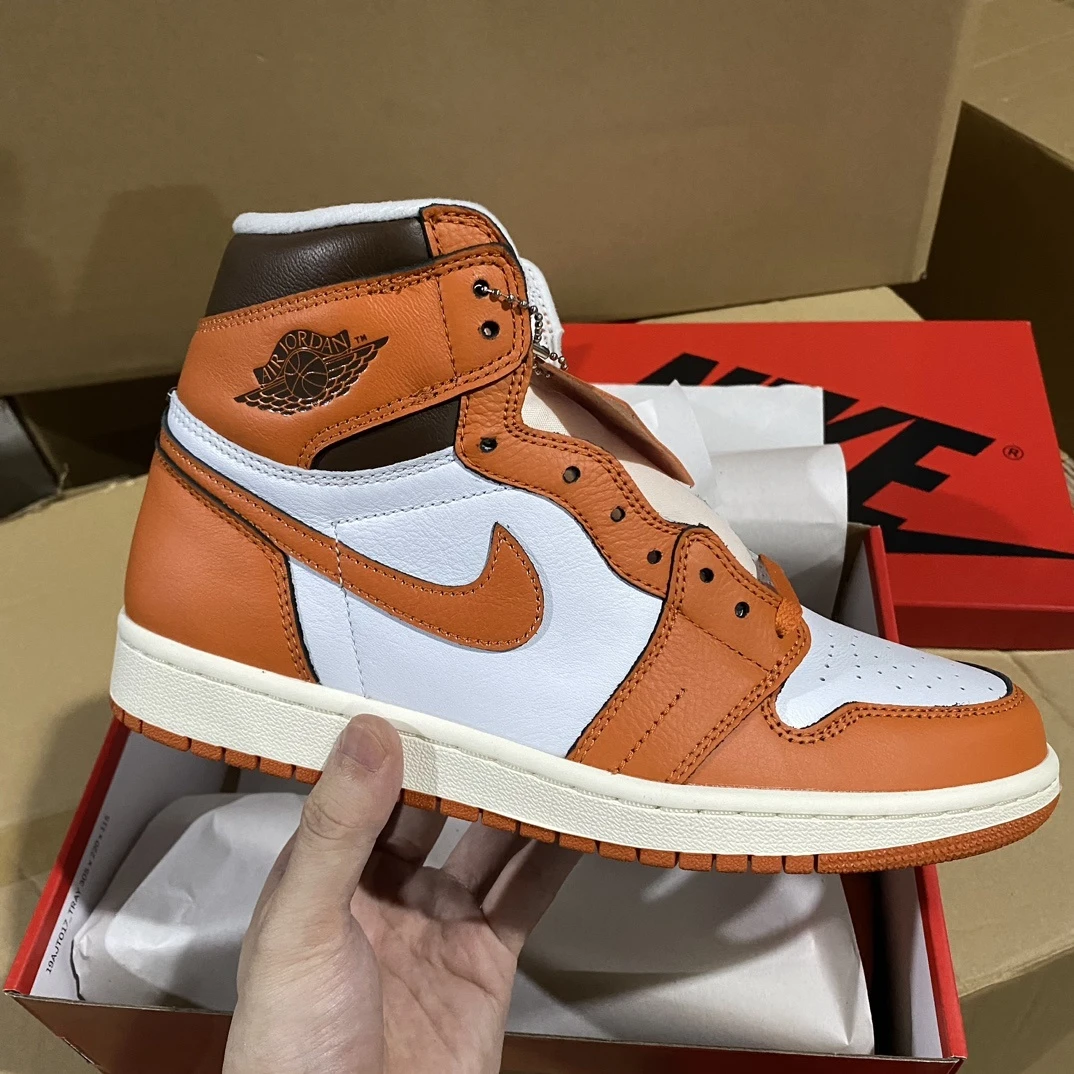Air Jordan 1 High Sneakers – Orange/White (Starfish Inspired)