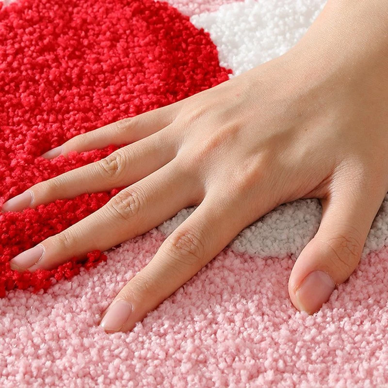 Red Heart Shaped Bath Mat