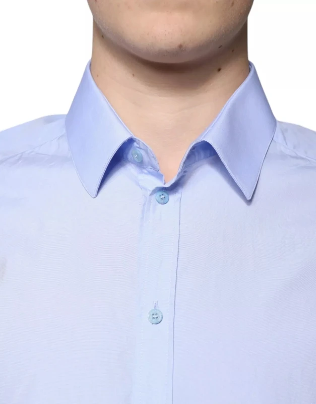 Dolce & Gabbana SICILIA Slim Fit Light Blue Cotton Blend Dress Shirt