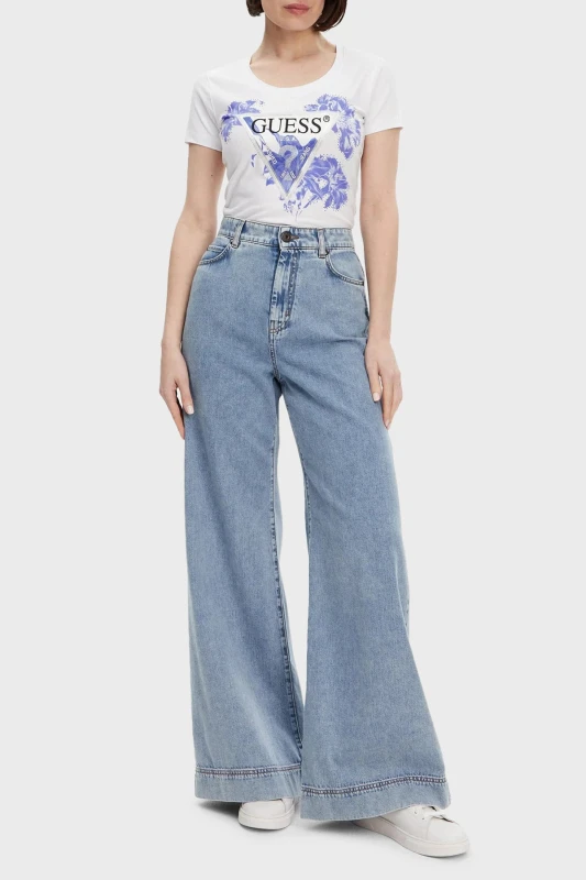 Guess Women's White Print T-shirt