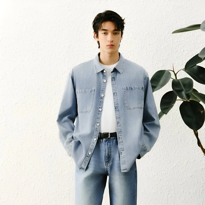Men's Vintage Washed Denim Shirt