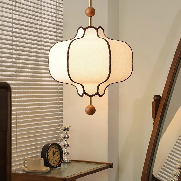 Retro Fabric Pendant Light with LED