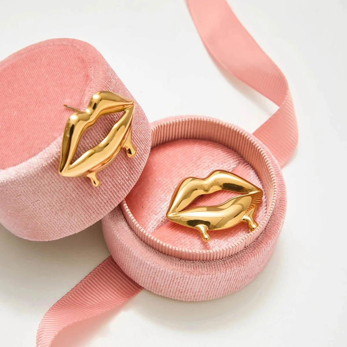 Gold Plated Melted Lip Earrings