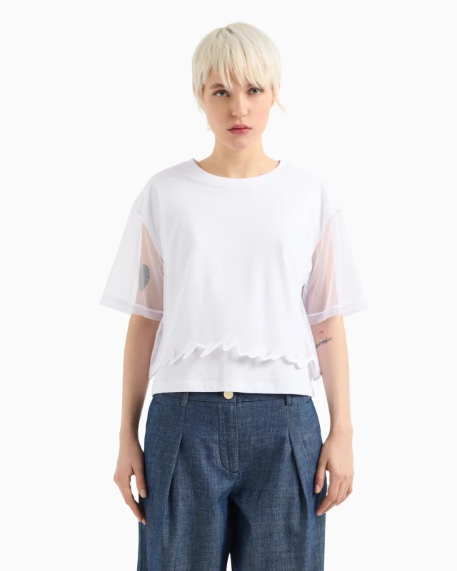 Armani Exchange Women's White Cotton T-Shirt