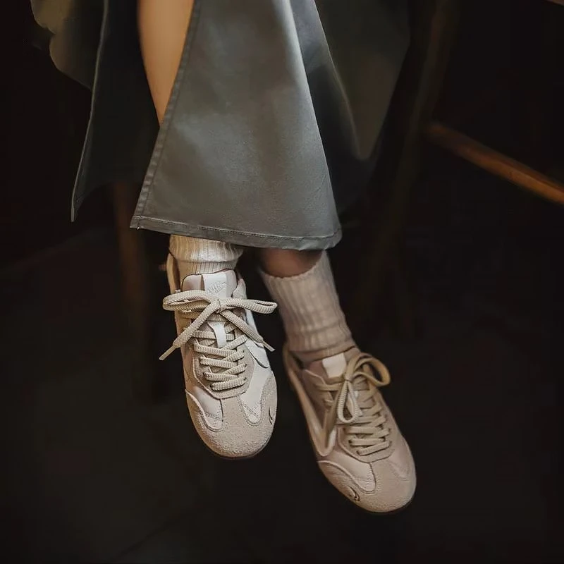 Vintage Patchwork German Trainer Sneakers for Women – Breathable Thin Sole