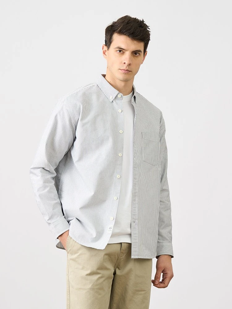 Oversize Oxford Vertical Stripe Shirt for Men