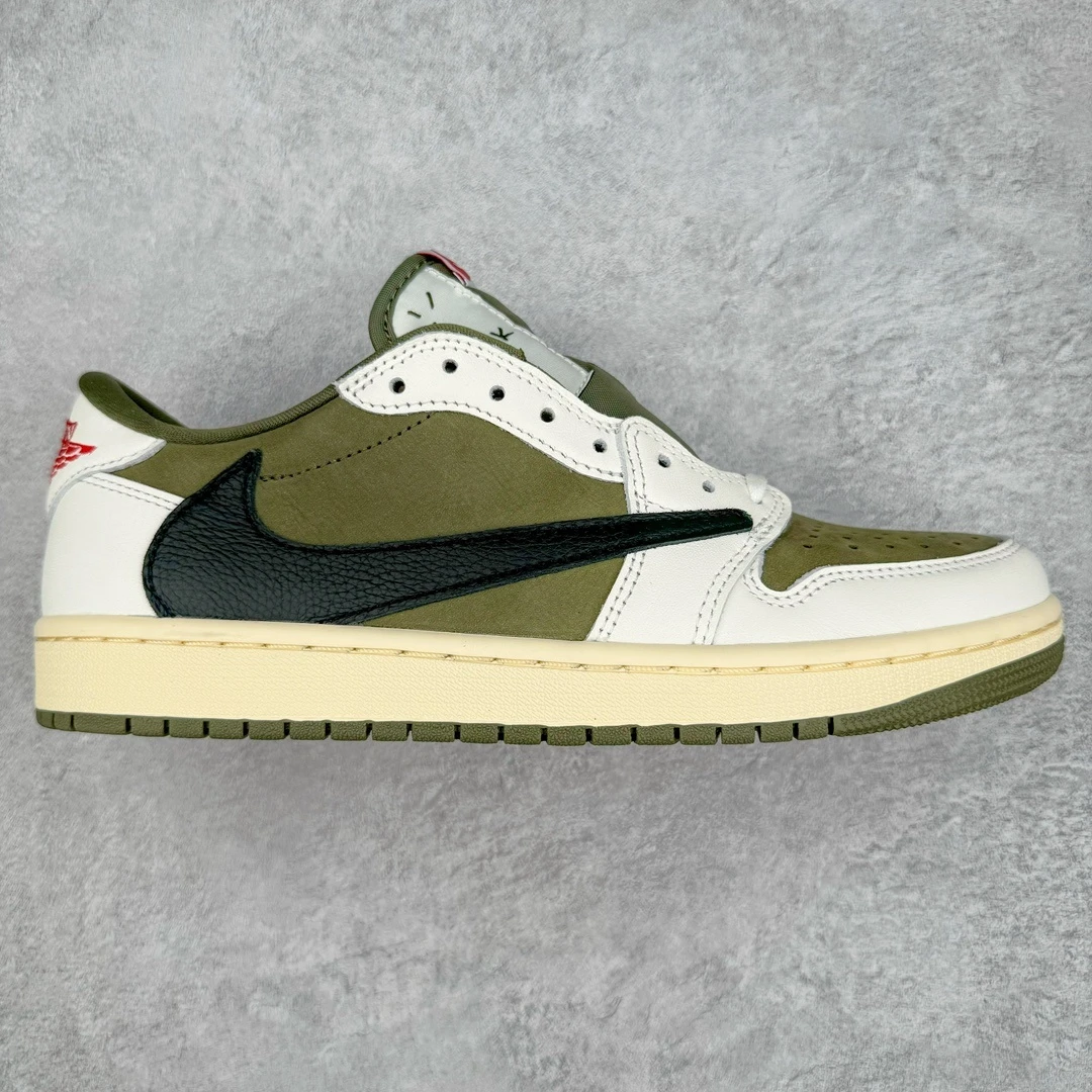 Nike Air Jordan 1 Low "Olive Green & White" Premium Sneakers
