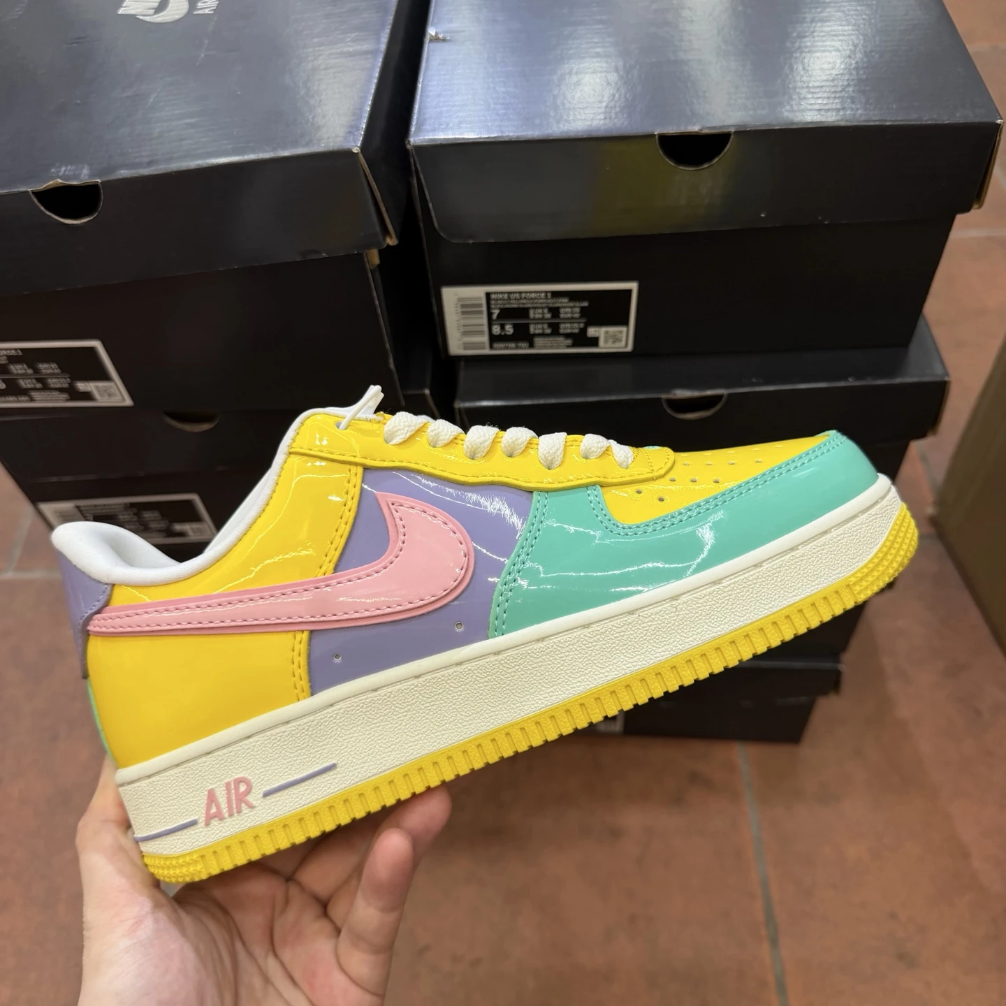 Nike Air Force 1 Low Premium Sneakers – Yellow/Teal/Pink/White