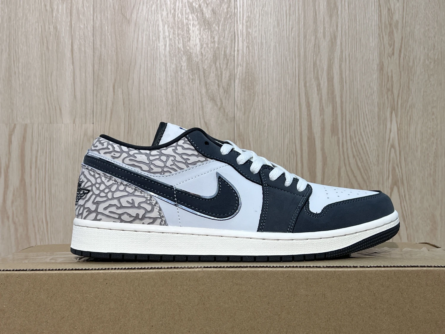 Air Jordan 1 Low Grey, White & Royal Blue Sneaker – Premium Edition