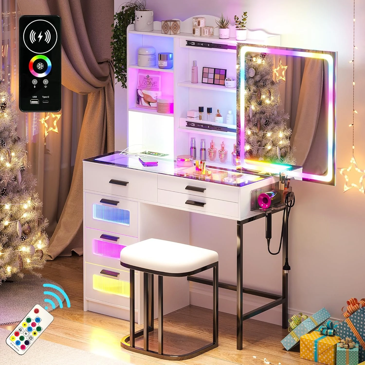 RGB Lighted Vanity Desk