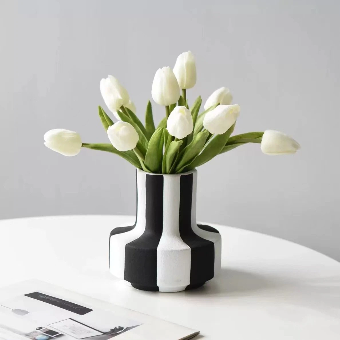 Modern Black and White Stripe Vase