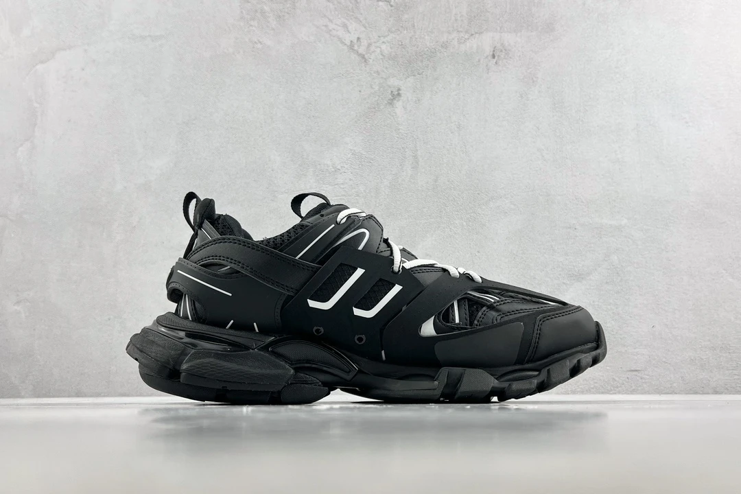 Balenciaga Track Sneaker – Triple Black with Grey Laces