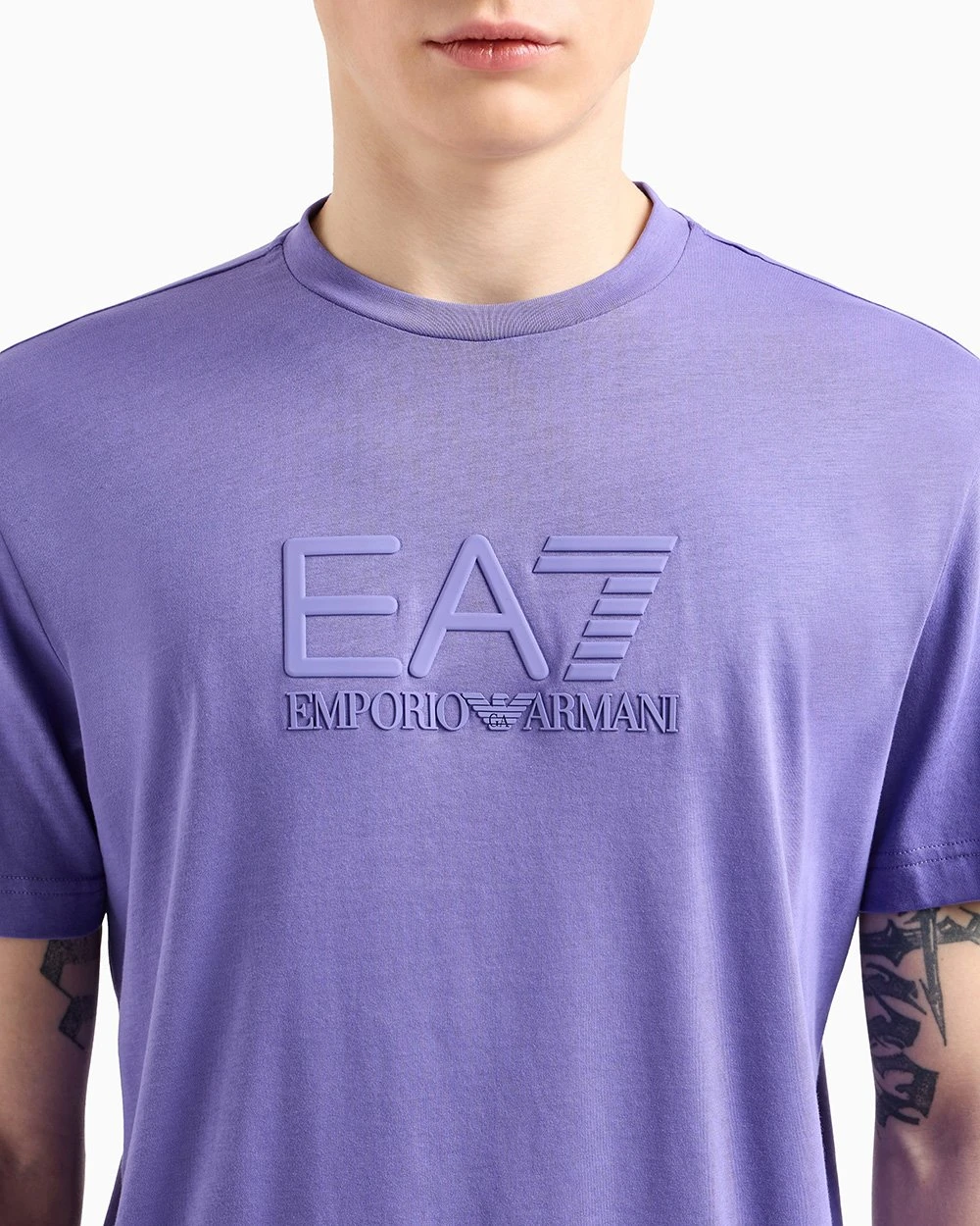 EA7 Men’s Purple Cotton T-Shirt – Round Neck, Short Sleeves, Summer Essential