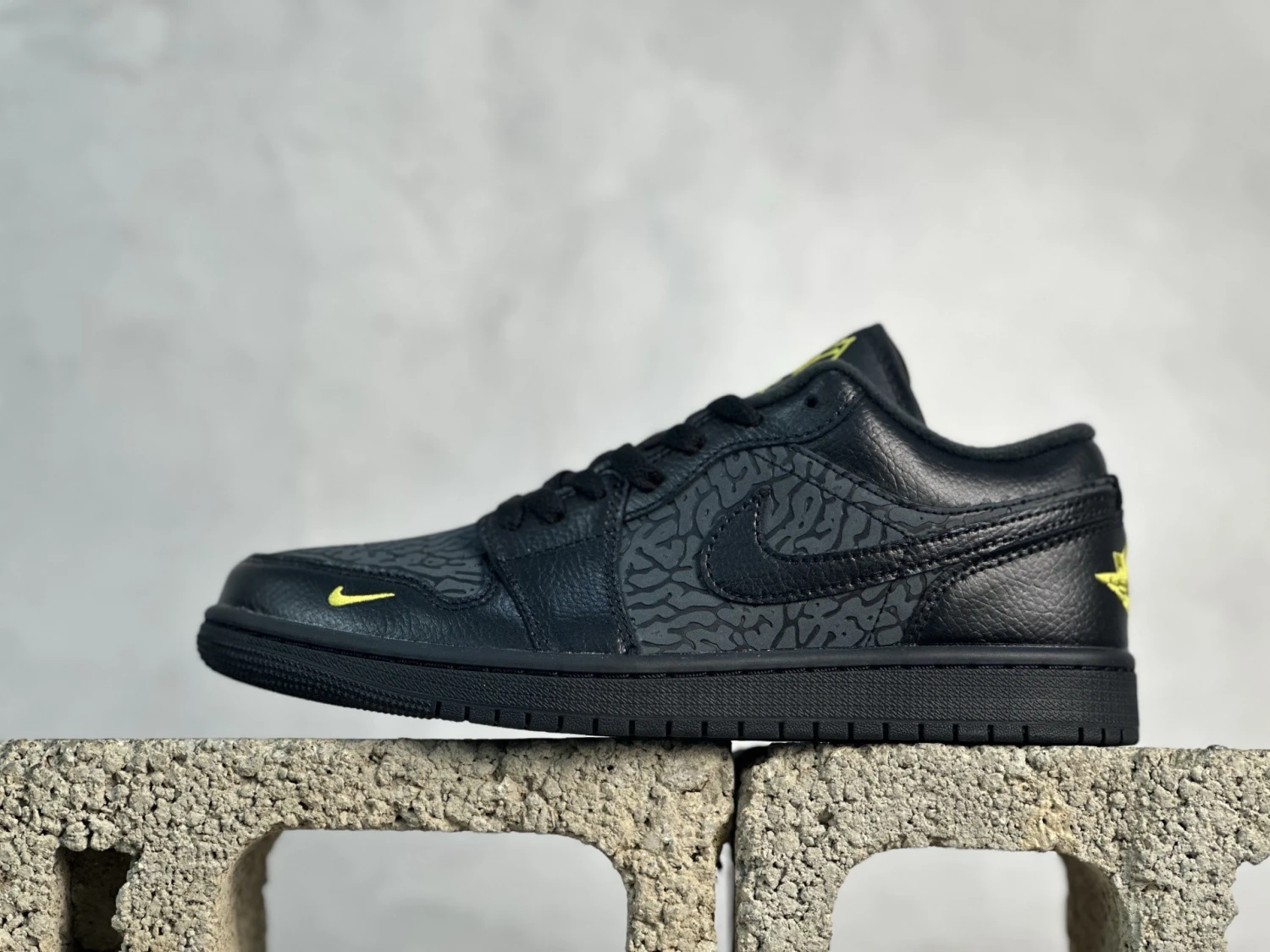 Air Jordan Low – Triple Black with Volt Yellow Accents