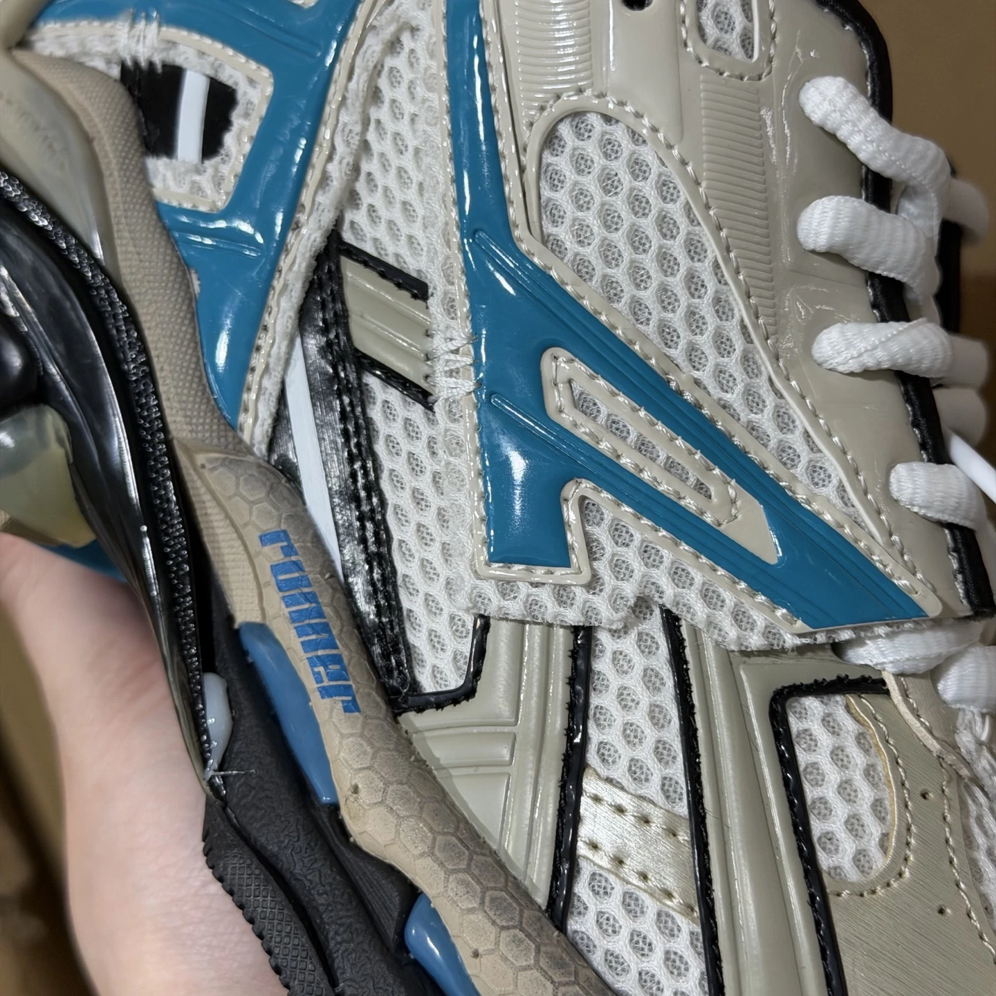 Balenciaga Track Sneaker – Cream & Sky Blue Edition