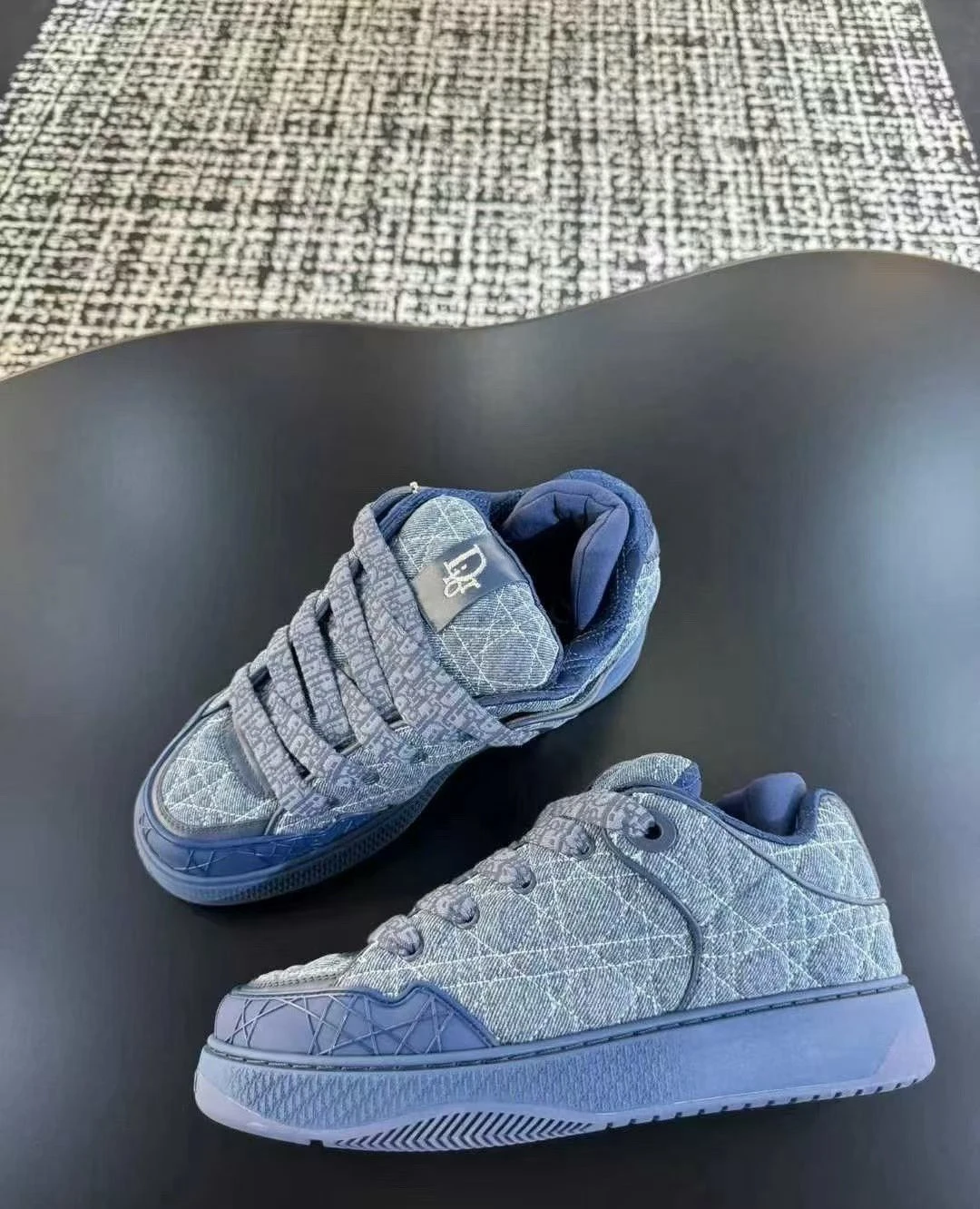 Blue Denim and Dior Oblique Christian Dior Men's B33 Low-Top Sneakers