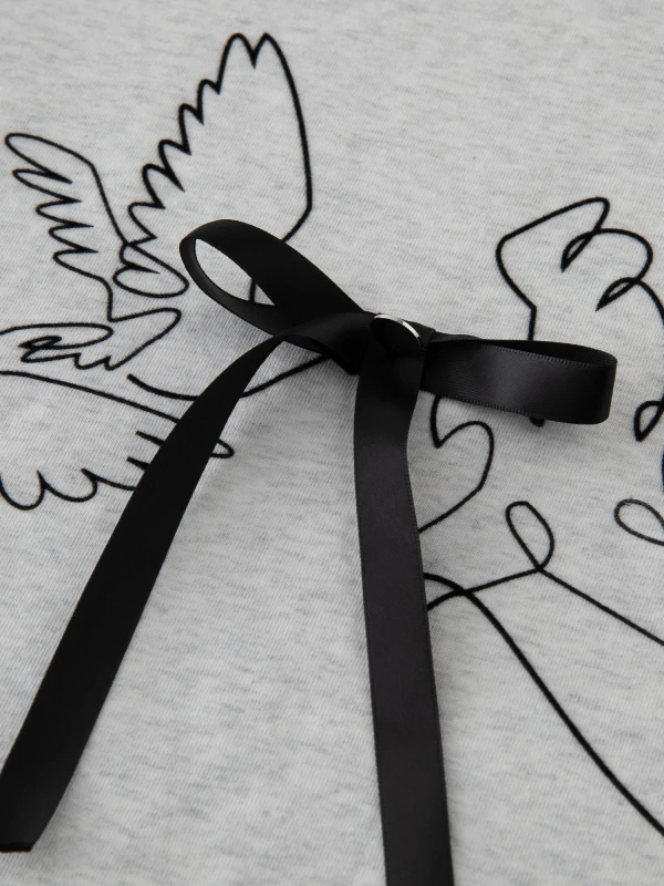 Plus Size Women's 3D Bow Bird Print T-Shirt – Summer Casual Short Sleeve