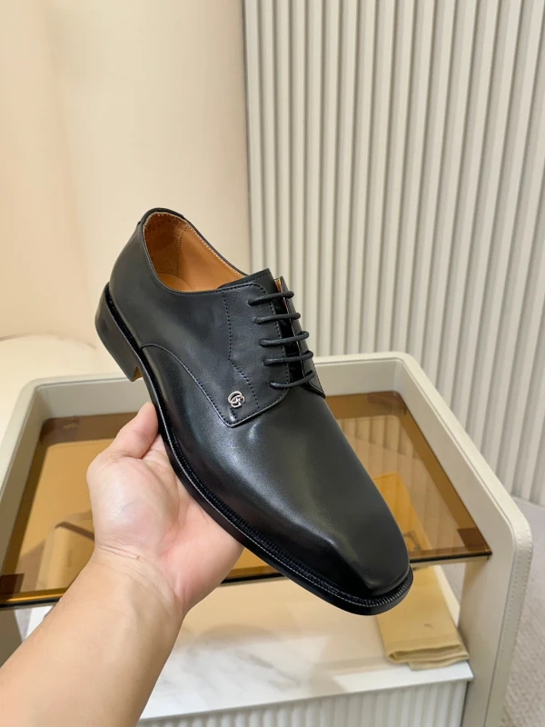 Classic Black Gucci Men's Leather Derby Shoes
