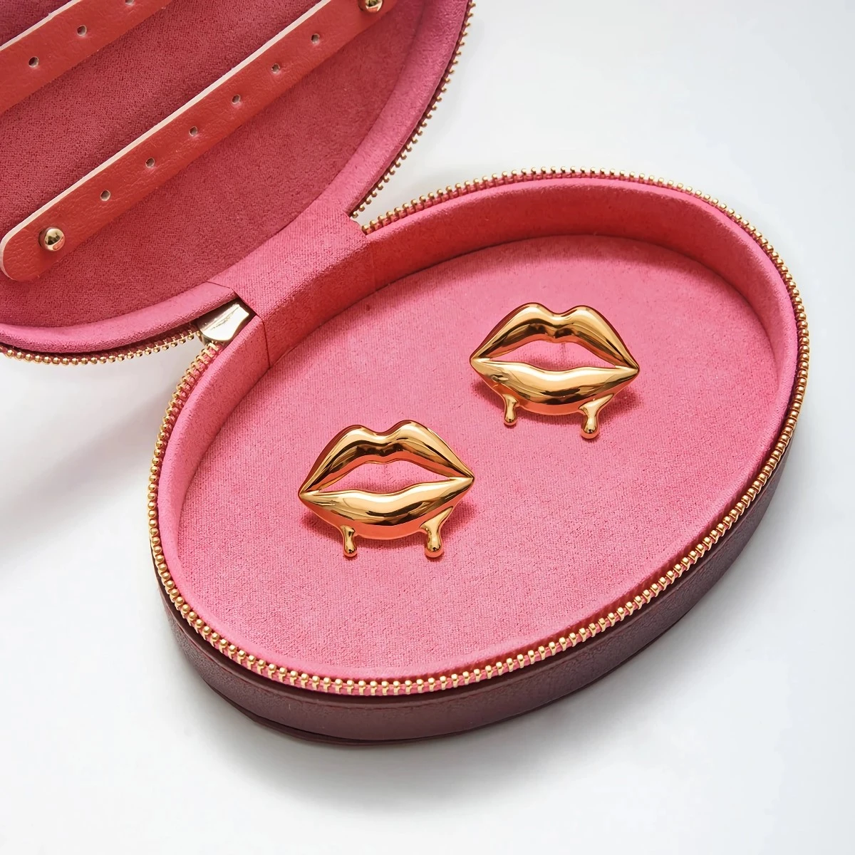Gold Plated Melted Lip Earrings