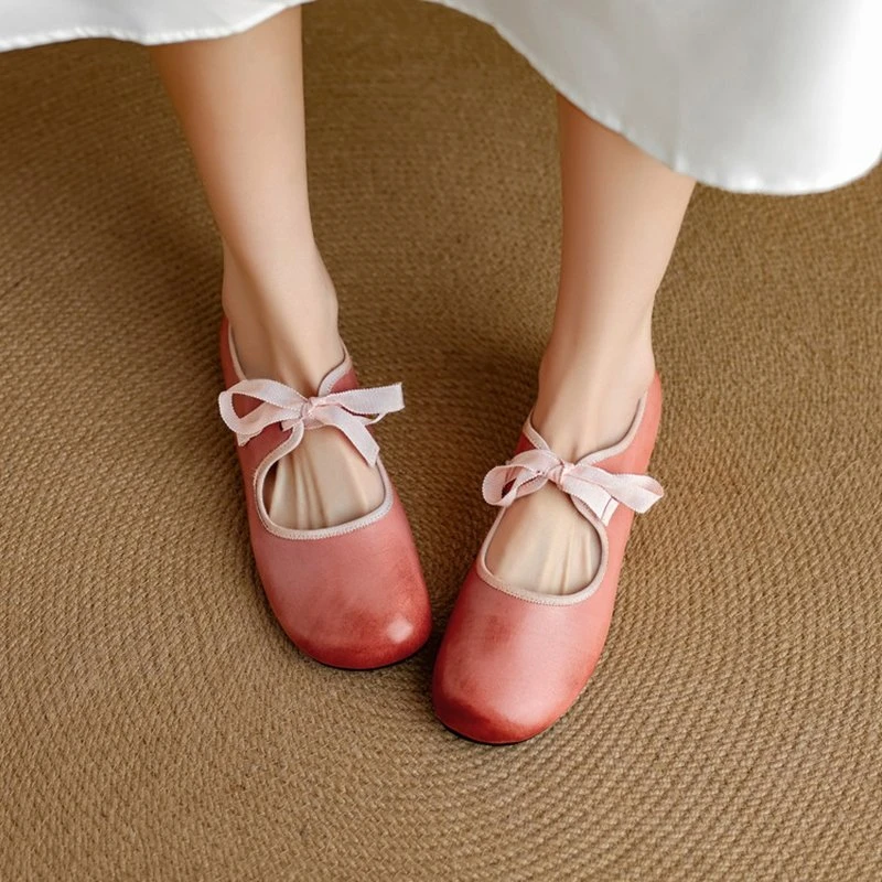 Women’s Genuine Leather Mary Jane Pumps with Round Toe & Low Heel