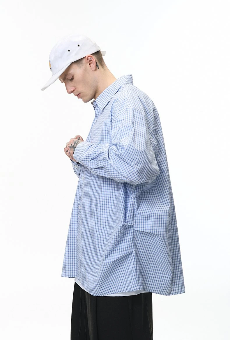 Men's Pleated Check Cotton Shirt
