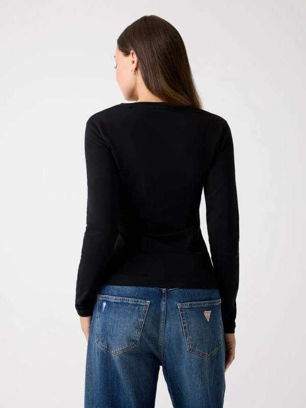 Guess Women's Long Sleeve Printed Black T-shirt for Fall/Winter