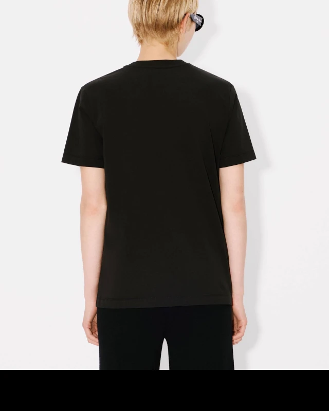 Kenzo Pop Loose Fit Cotton T-Shirt – Monochrome Maxi Logo Print Tee