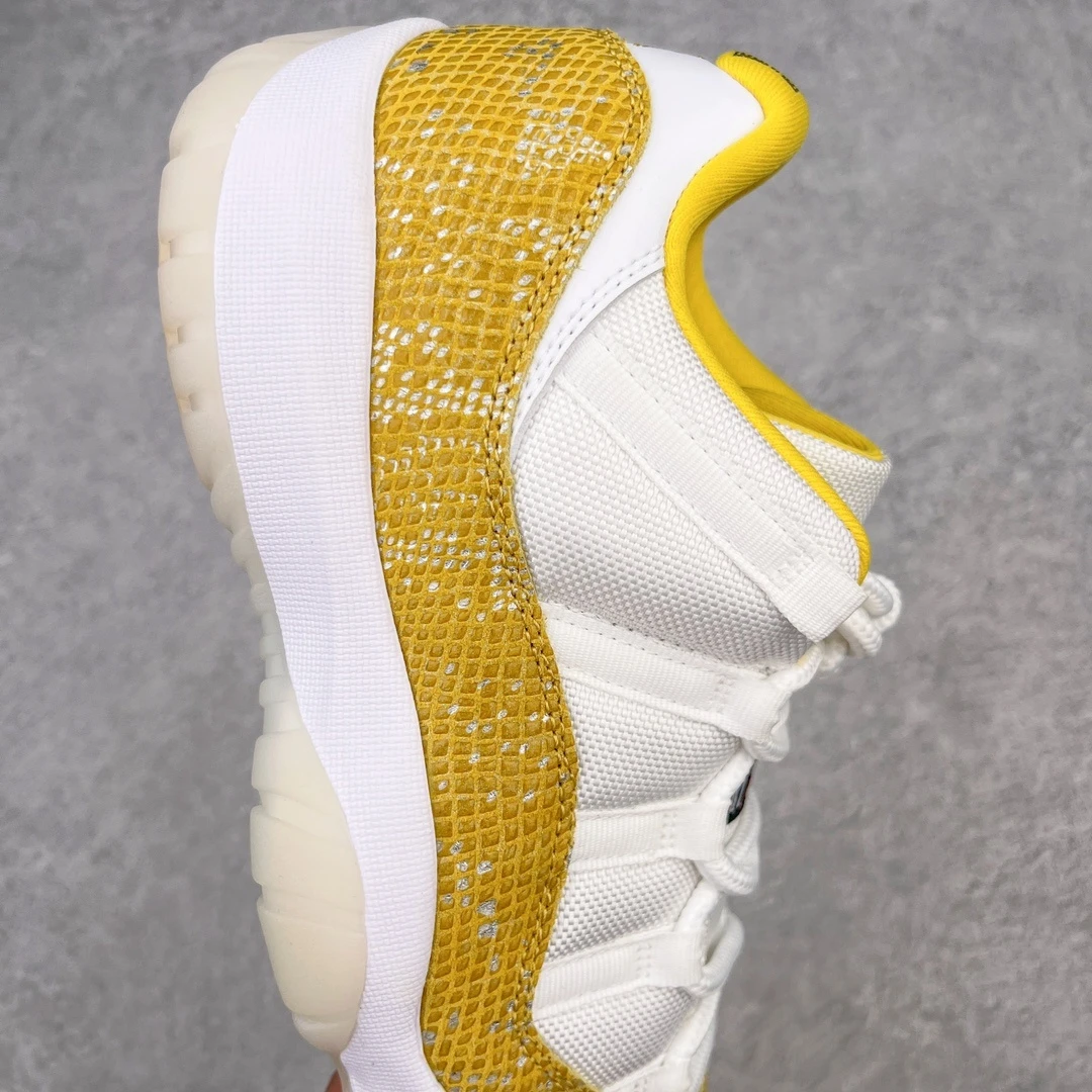 Air Jordan 11 Low "White & Yellow Snakeskin" Premium Sneakers