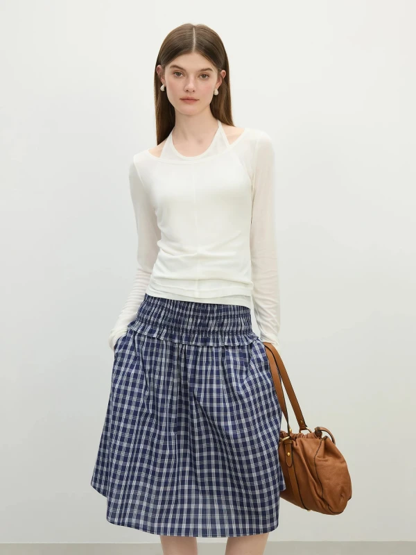 Chic Halter Neck Slim Fit Long Sleeve Tee for Women